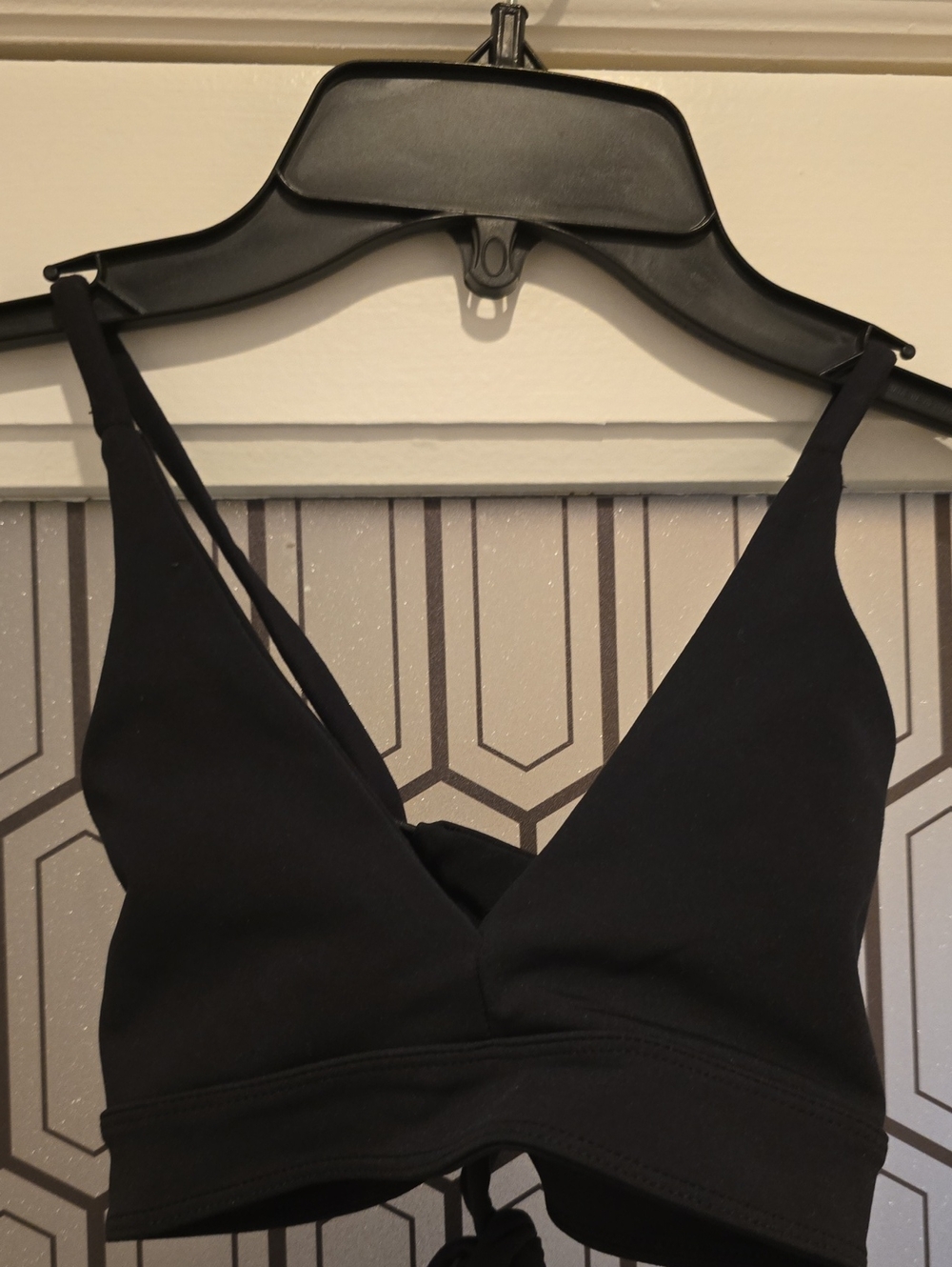 Black V-Neck Sports Bra with Adjustable Straps